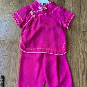 Pink girls' Chinese pajamas, size 9 months